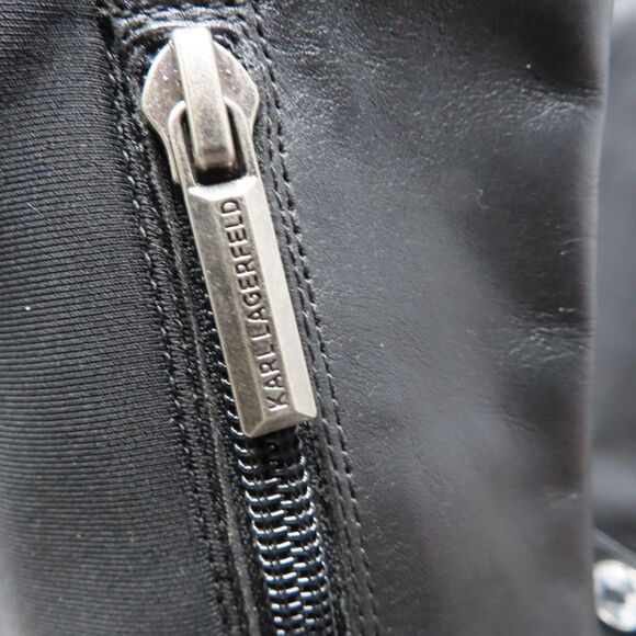 Karl Lagerfeld Paris Milla Embellished Rhinestone 8.5M Leather Tall Riding Boots - Picture 14 of 16